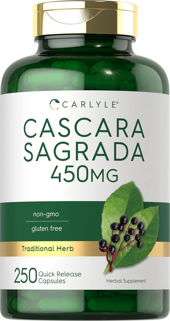カルリールカスカラサグラダカプセル | 450 mg | 250カウント | ハーブサプリメント | ノンGMO、グルテンフリー