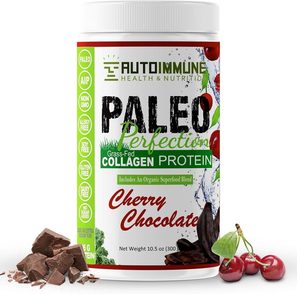 Paleo の Perfection のチェリーのチョコレート草は Stevia のビーフのコラーゲン蛋白質の粉- Paleo、 Keto、SCD、AIP の蛋白質の粉 w/ Apple 繊維、ニンジン及びブロッコリー- 300g 蛋白質の粉及びスーパーフードのブレンド-