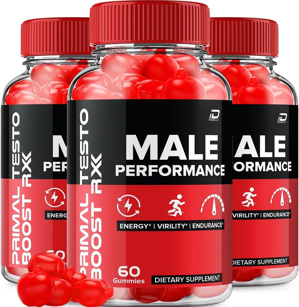 Primal Testo ブースト RX ACV 男性用グミー – PrimalTesto Boost RX オス ACV グミー オールナチュラル サプリメント, Primal TestoBoost RX グミー レビュー (3 パック - 180 グミ)