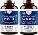 WINDSOR BOTANICALS Myo & D-Chiro Inositol and Lactobacillus Salivarius Probiotic 女性保健サポートバンドル