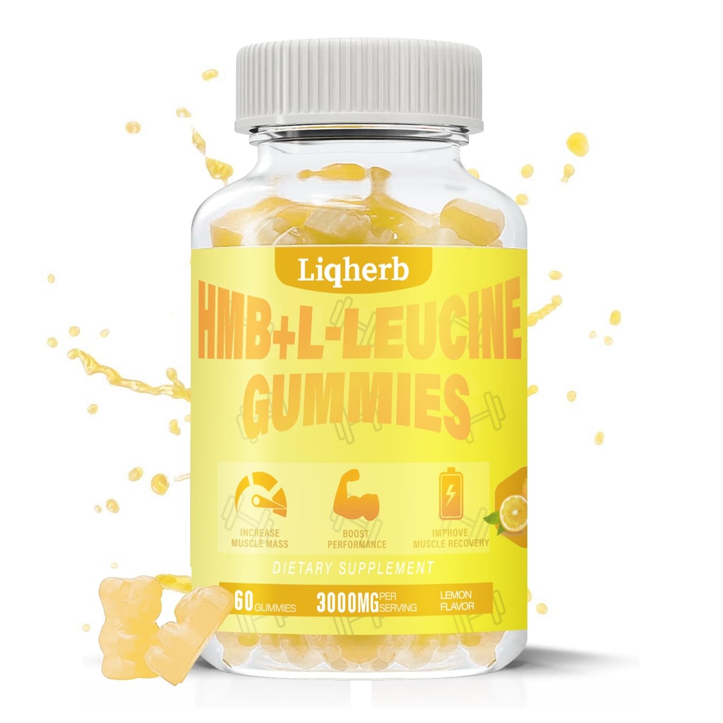 HMBとロイシングミー、筋肉回復のための3000mg HMBとL-ロイシンサプリメント付き, 筋肉量 & 男性と女性のための耐久性を向上させます, 非GMO, 完全菜食主義者の,グルテンフリー, レモン風味, 120 ガミー