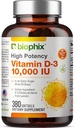 BiophixビタミンD-3 10000 IU 380 Softgels - 余分バージンオリーブオイル非GMO大豆フリーサポート強力な骨免疫健康の高周波