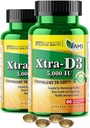 アメリカ 薬と科学 Xtra D3 ビタミン D 5,000 IU (125 mcg) 男性と女性のためのコレステロールサプリメント(120Easy to Swallow Softgels) 2パック|Bone、Heart Health、Immune System Support、Lung Functionに最適