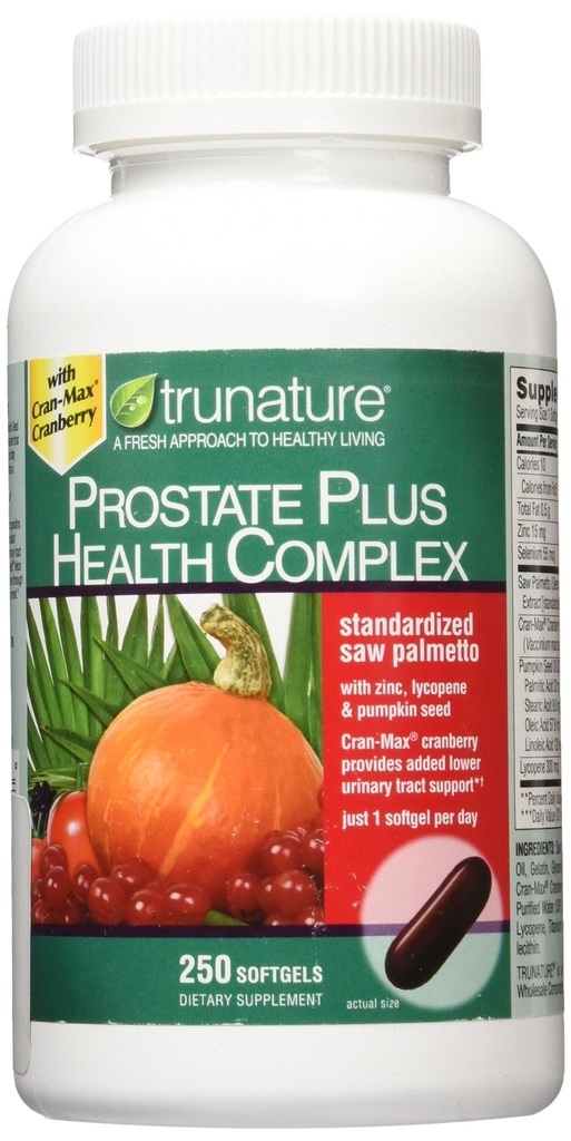Trunatureは亜鉛、Lycopeneおよびカボチャの種、250のSoftgelsが付いているPalmettoの前立腺の健康の複合体を見ました