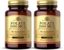 Solgar Folate 1000 mcg - 120錠、2パック - 1000 mcgバイオアクティブメタフリン - ビーガン、グルテンフリー、乳製品無料、コーシャ - 240トータルサービング
