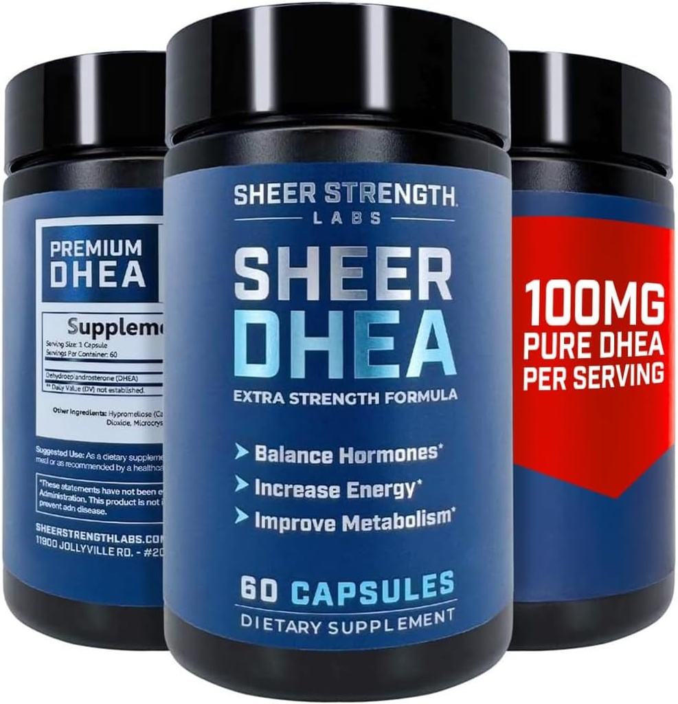 DHEA Supplement for Men DHEA 100mg - Pure DHEA Supplement for Men for Strength and Hormone Balance - DHEA for Women and Men - High Purity Enhanced Absorption 60 SV USA