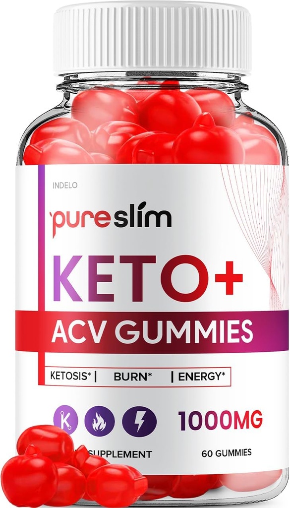 純粋なスリムKeto ACVグミー - 高度な式PureSlim Keto Plus ACVグミーApple Cider VinegarピュアスリムACVグミーサプリメントのレビュー男性女性(60グミー)
