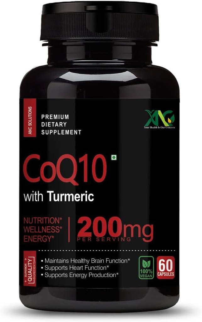 Generic Viva High Absorption CoQ10 with Turmeric - Antioxidant Nutritional Supplements, Heart Health & Healthy Brain Function -Ubiquinol for Mitochondrial Health - 200mg 60 Capsules