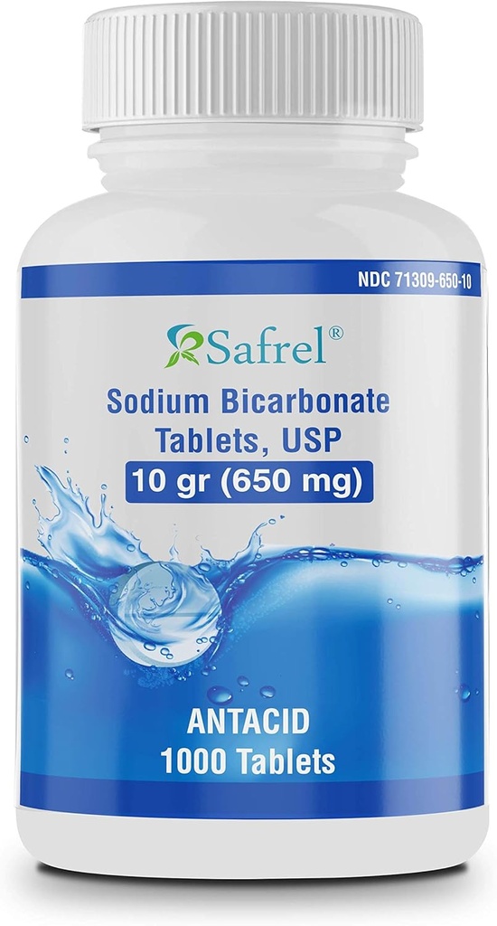 Safrelのナトリウムの炭酸塩のAntiacid 650のmg (10の穀物) 1000のタブレット|酸の消化、心焼け、酸の胃及びUpsetの胃の軽減のため 価値の節約のパック