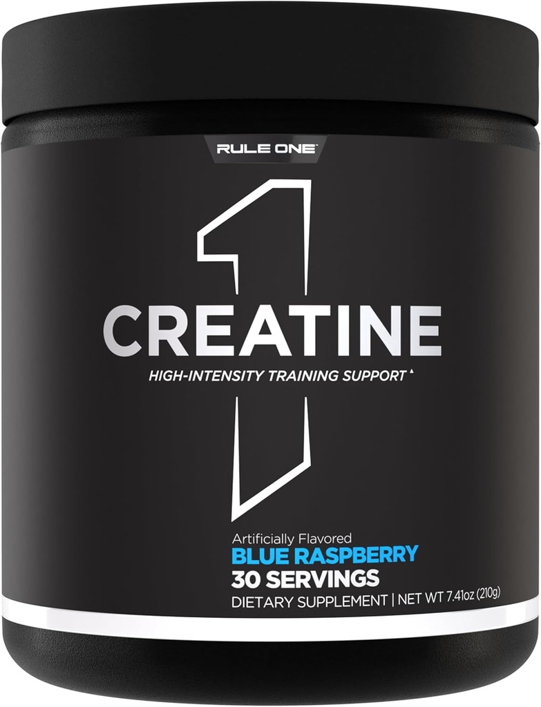 Rule 1 Creatine Powder – Pure Micronized Creatine Monohydrate for High-Intensity Exercise and Lean Body Mass Support, Flavored and Unflavored (30 Servings, Blue Raspberry)
