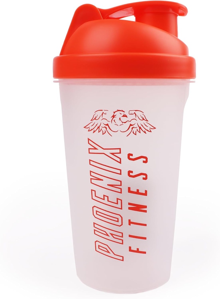 フェニックスフィットネスプロテインシェーカーボトル - 500ml Leakproof ねじが付いているびん トップのふたおよび網の格子-ディッシュウォッシャーの安全なBPAの自由なスポーツ及び体育館のびん-オレンジ