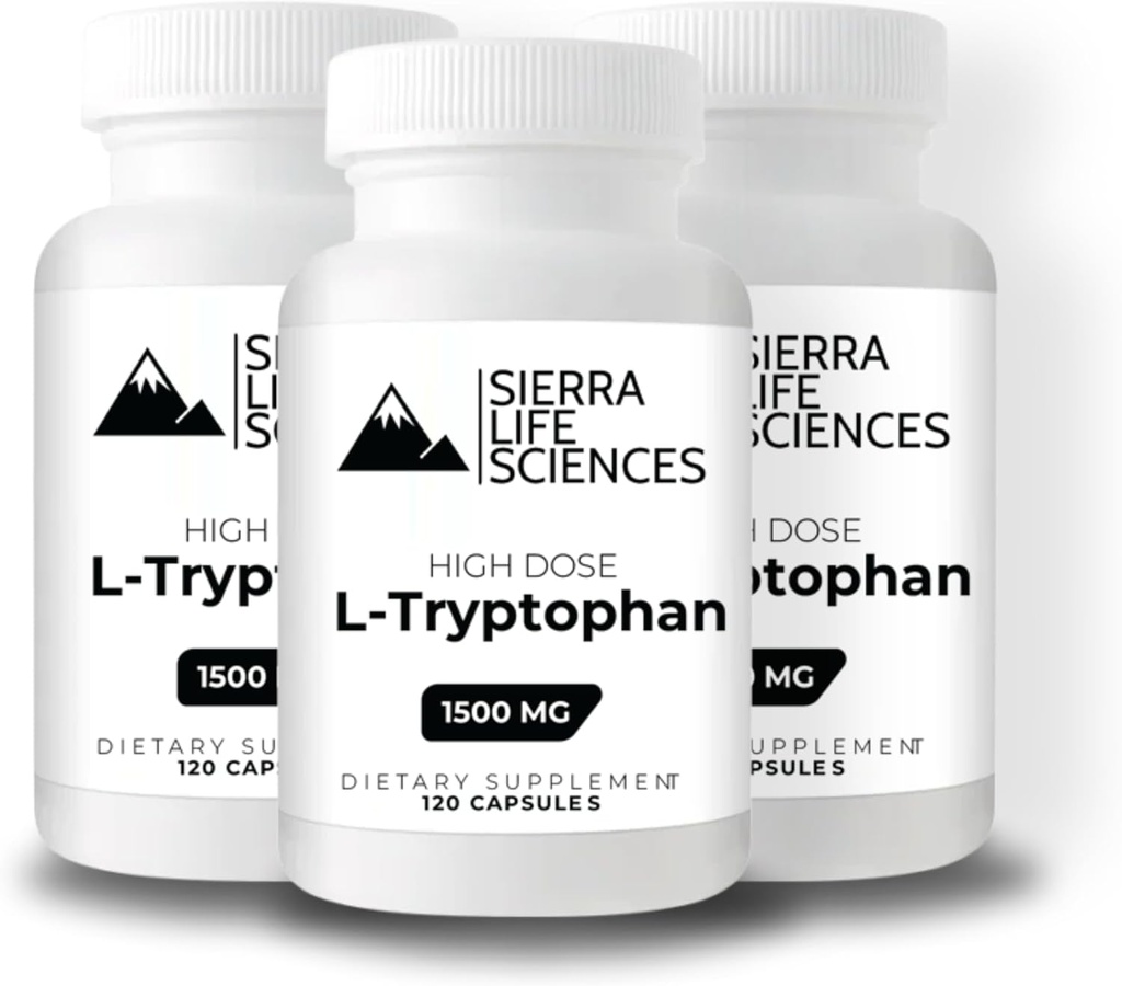 1500mg 高用量 L-Tryptophan 最大 へ 飲みやすいカプセル | グルテンフリー、非GMO | 40 サービング (3-パック)