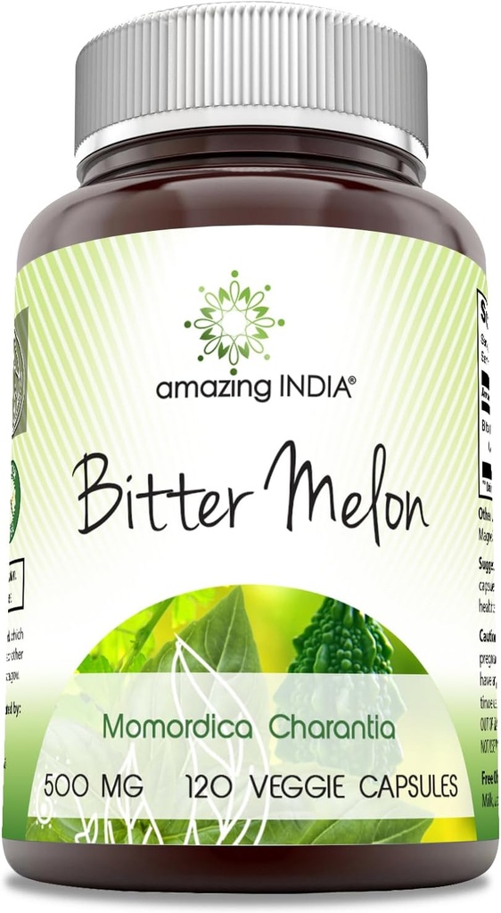 Amazing India Bitter Melon 500 mg 120 Veggie Capsules Supplement | Non-GMO | Gluten Free