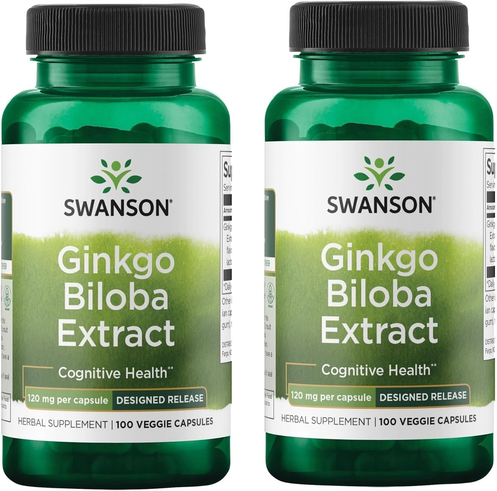 Swanson GinkgoのBilobaのエキスはDelayed-Releaseの記憶脳の認知機能健康の補足120のmg (24% flavoneのグリコシド、6%のテルペンのラクトン)100のベジギーDrcaps (2のパック)