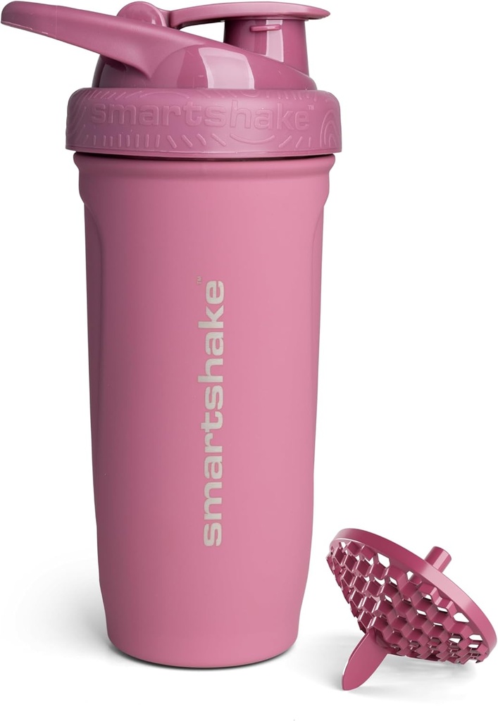 Smartshakeの補強のステンレス鋼の蛋白質のシェーカーのびん-非絶縁された男女の体育館のびん 金属のシェーカーのびん- 900のml   30のoz - Leakproofねじオンのふた-DEHP及びBPAは放します(深いローズ)