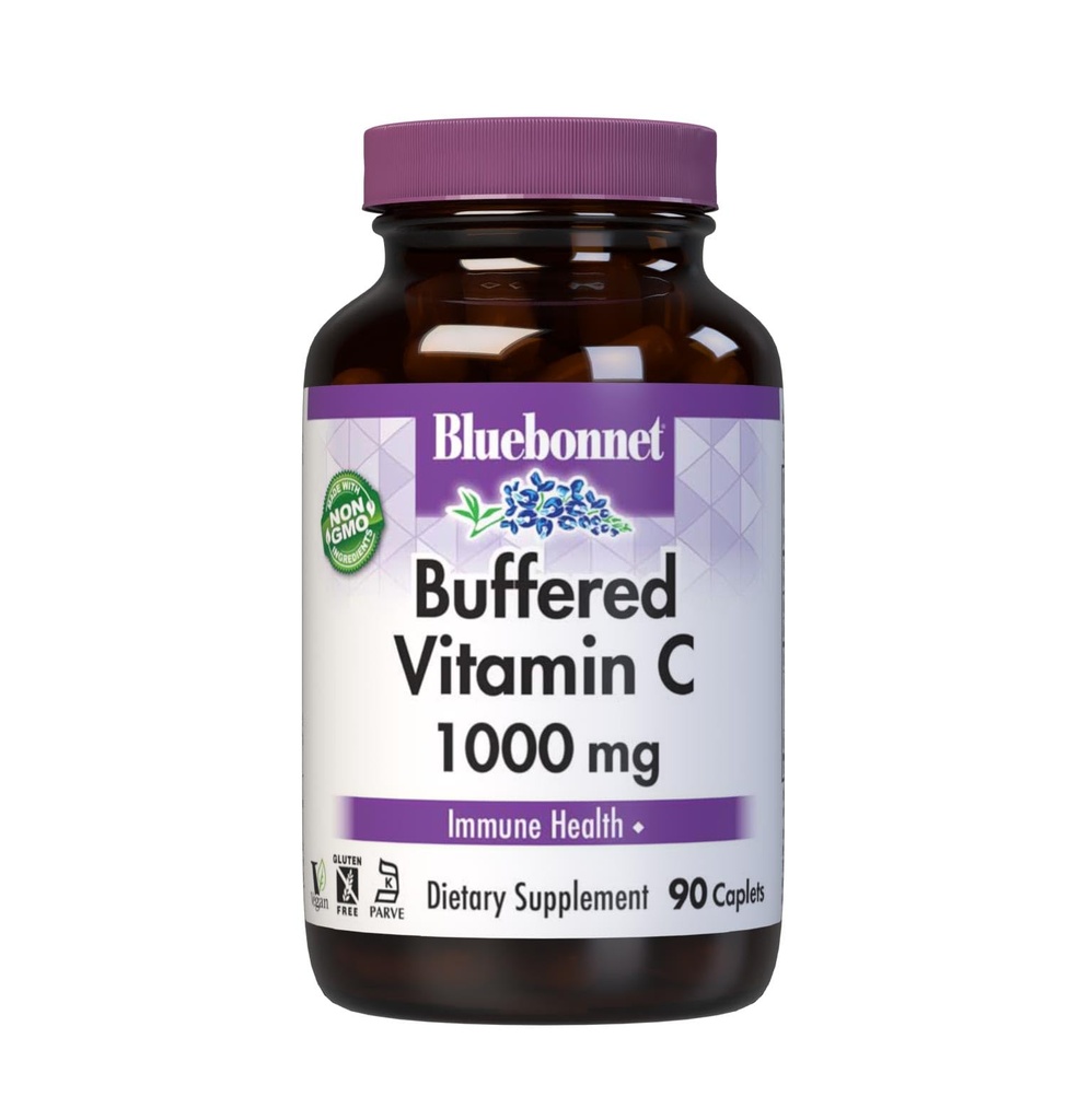 BlueBonnet栄養緩衝ビタミンC1000 mg野菜カプセルBufferedカルシウムAcorbate for Immune Health Soy Free NonGMO Kosher Dairy無料ビーガン野菜カプセル、Citrus、90カウント