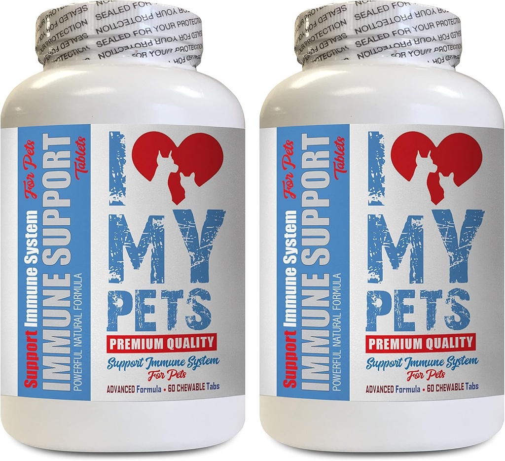 I LOVE MY PETS LLC Dog Skin Supplements - PET Immune Support - Dogs and Cats - Booster - Healthy - Turmeric for Dogs with Allergies - 120 Treats (2 Bottles)
