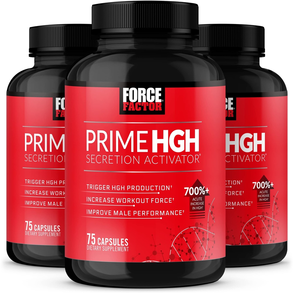 フォースファクタープライム HGH 分泌活性化剤, 3-パック, 臨床的にトリガー HGH の生産を支援するためにアルファサイズをスタッド男性のための HGH サプリメント, ワークアウトフォースを増加, & パフォーマンスを向上させる, 225 カウント
