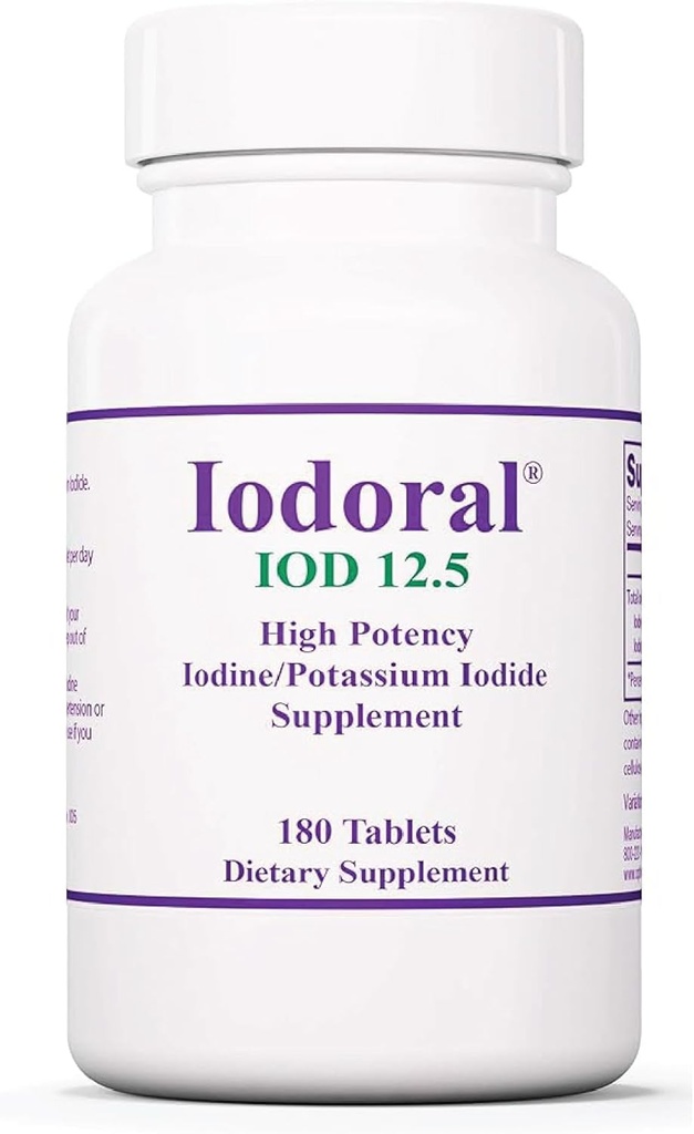 Iodine Tablets 12.5 mg for Nutritional Support – 180 Tablets – Daily Supplement with Potassium Iodide for Wellness & Vitality – 1 Pack