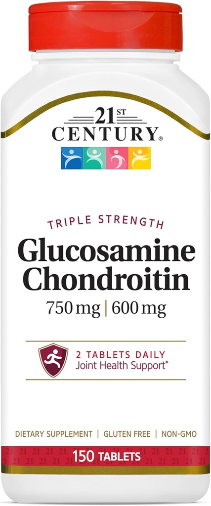 21stの世紀のグルコサミンのコンドロイチン750/600mg -三重の強さ、タブレット、150の計算