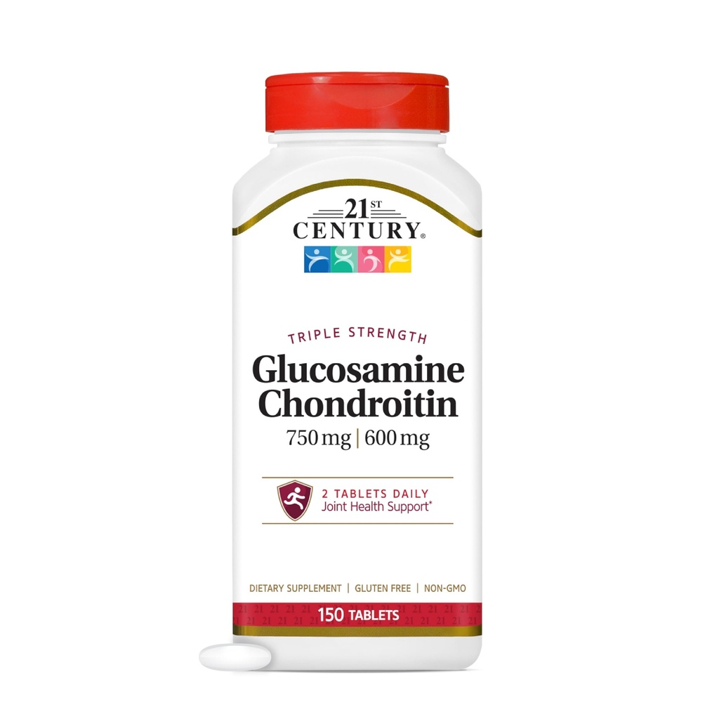 21stの世紀のグルコサミンのコンドロイチン750/600mg -三重の強さ、タブレット、150の計算