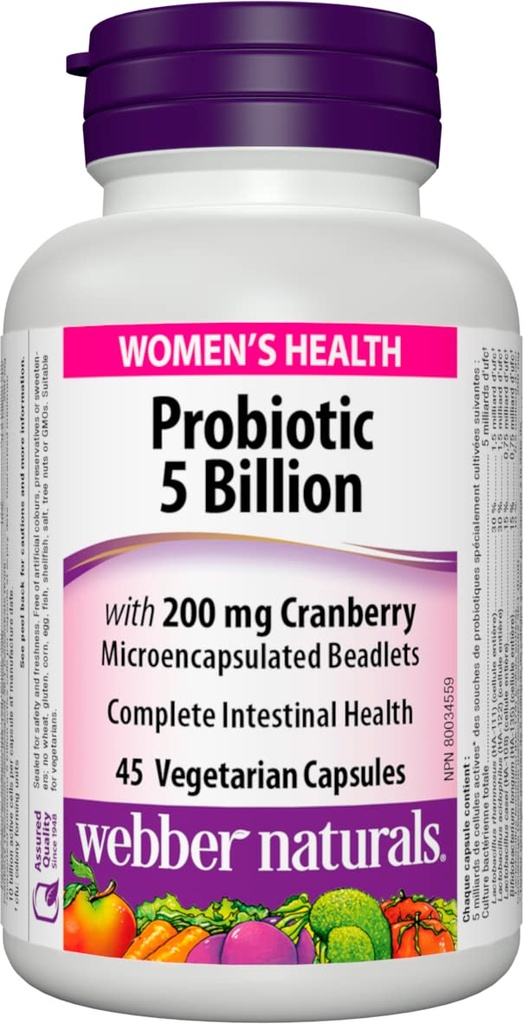 Webber Naturals クランベリー、45 カプセルと女性のマルチプロバイオティック