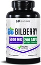 Healthfare Bilberry Supplement for Eyes | 5000mg Extract | Vision & Eye Health Support | Antioxidant Support | 200 Vegan Capsules | Extra Strength | Non-GMO, Gluten-Free | Made in USA
