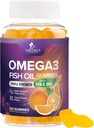Omega-3グミー、大人と子供のための魚油グミー、オメガ3グミービタミン、EPA&DHAフィッシュオイル脂肪酸ガミーサプリメント、共同、心の健康と脳サポートのための自然のサプリメント - 120カウント
