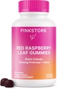 Pink Stork Red Raspberry Leaf Gummies - Third Trimester Labor Prep + Postpartum Mood Essentials with Evening Primrose Oil + Black Cohosh - 60 Vegan Gummy Supplements, Non-GMO