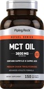 Piping Rock MCT Oil Softgel Capsules | 3600mg | 150 Pills | Keto-Approved | Non-GMO, Gluten Free Supplement