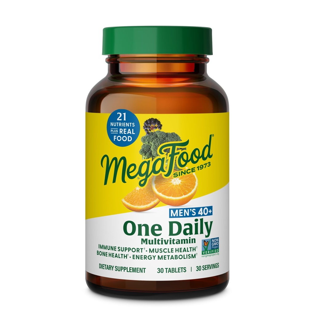 MegaFoodメンズ40 +ビタミンB、ビタミンD3、セレン、亜鉛&リアルフード - 免疫サポート、エネルギー代謝、筋肉&骨の健康 - 非GMO;ベジタリアン - 30タブ
