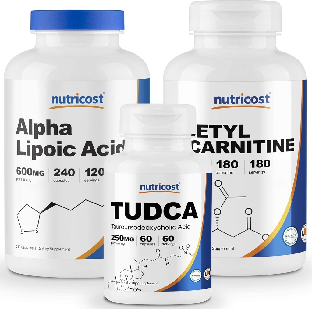Nutricostアルファリポ酸600mg、240キャップ&Tudca 250mg、60キャップ&アセチルL-カルニチン500mg、180キャップ