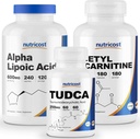 Nutricostアルファリポ酸600mg、240キャップ&Tudca 250mg、60キャップ&アセチルL-カルニチン500mg、180キャップ