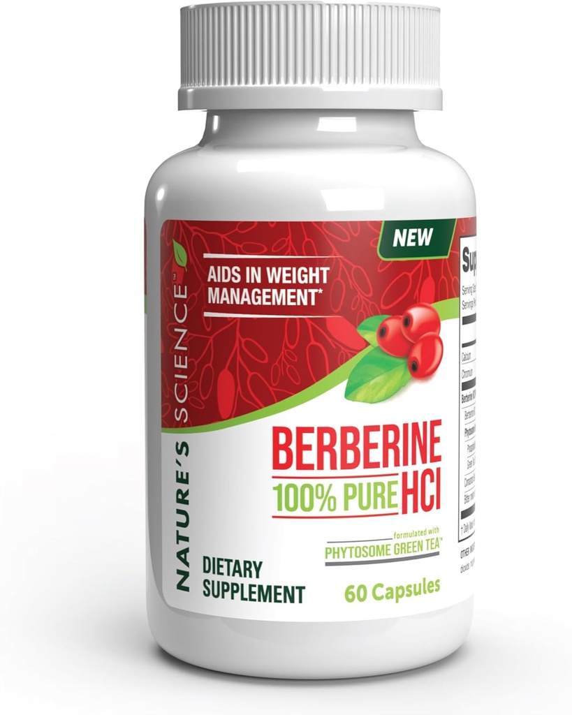 自然科学 Berberine HCL 体重管理のための Phytosome の緑茶、よりよい吸収のための 100% の純粋な臨床等級の Berberine HCL -メタボリズムを助けて下さい、長くのために十分に保ちます - 60 の帽子