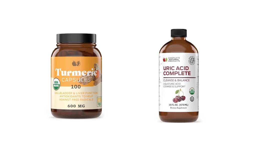完全な自然なプロダクトTurmeric 100のカプセル及び尿酸の完全な16ozの束