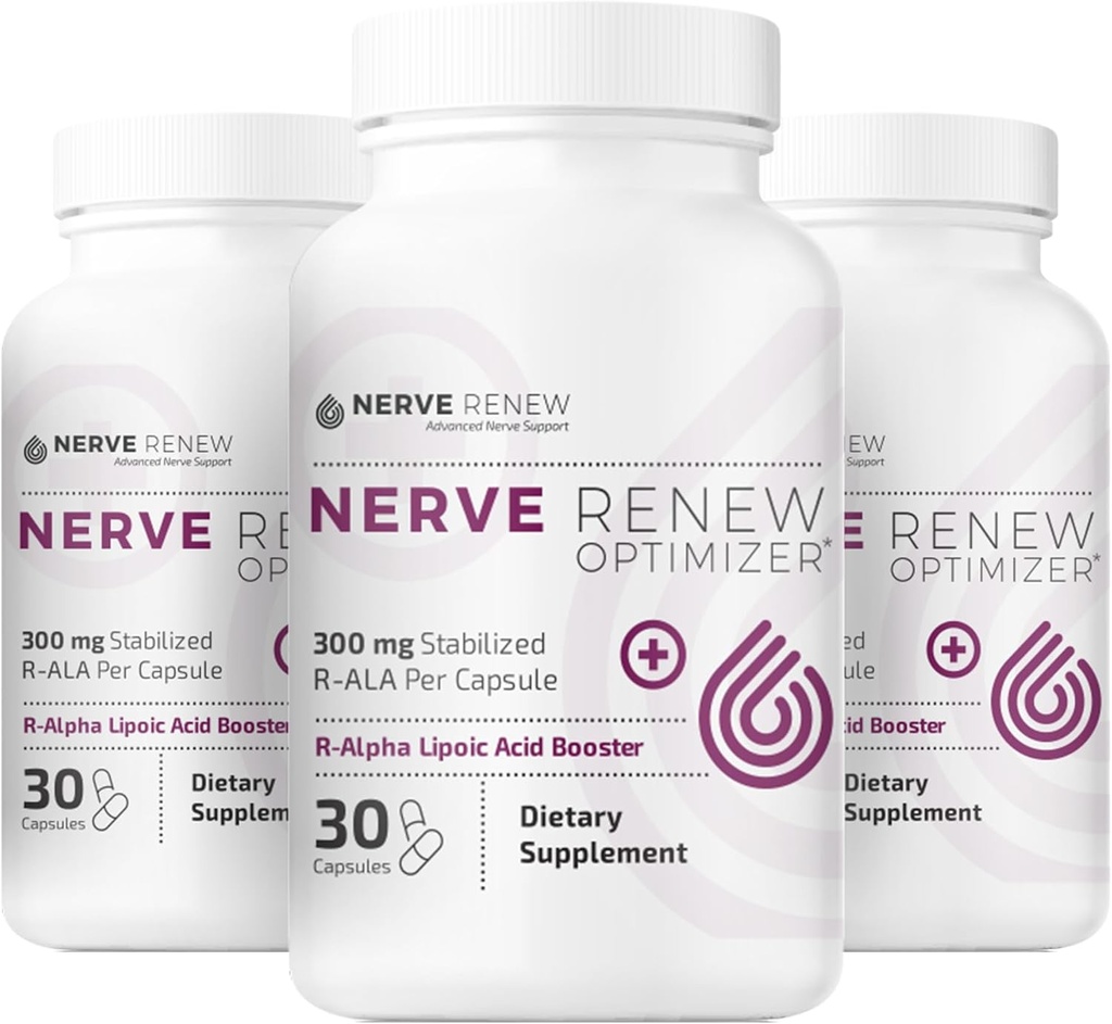 NERVE RENEWオプティマイザ、3パック(90カプセル) - 天然の神経不快なサポートのためのカプセルごとの300 mgの安定させたRアルファリポ酸 - 速い吸収 - 安全およびすべての自然な