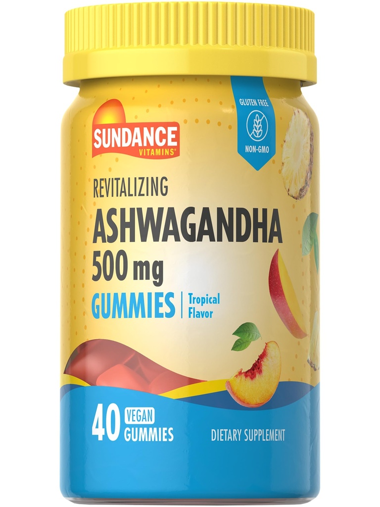 Sundance Ashwagandha グミリー | 500mg | 40 ビーガングミリー | 完全菜食主義者、非GMO、グルテンフリーのサプリメント