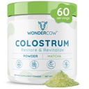 WONDERCOW Colostrumは腸の健康、免疫サポート、筋肉の回復及び健康のための粉を補います | 自然なIgGの純粋な全ボワインColostrumのスーパーフード、Matcha、60のサービング