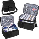 絶縁されたコンパートメントの丸薬のびんのオルガナイザーが付いている二重層の薬袋ロックできるジッパーが付いている旅行薬のオルガナイザー、丸薬のびんのための柔らかい肩の革紐、医学の供給