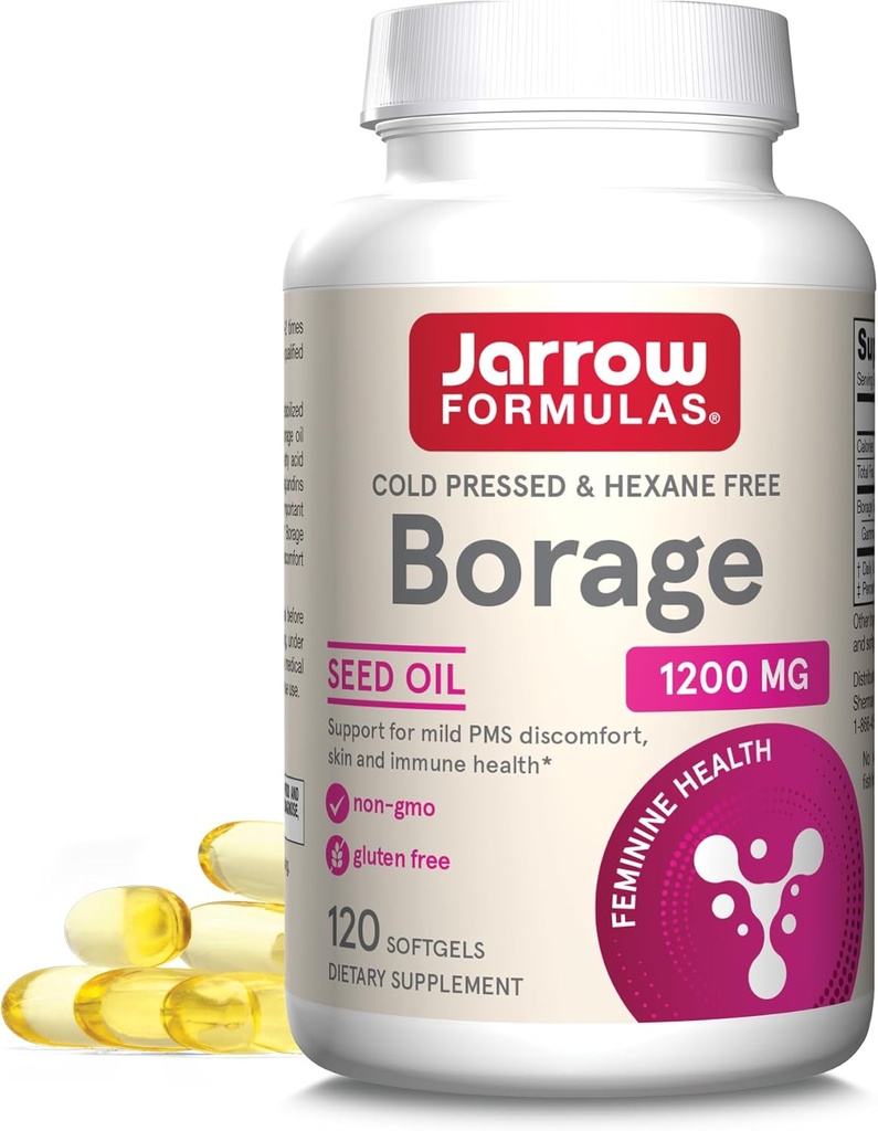 Jarrowフォーミュラホラージュ 1200 mg - 120 Softgels - GLAのソース - ボラージュオイルサプリメント - 皮膚の健康と免疫システムのサポート、マイルドPMSの不快なサポート - 最大120のサービング