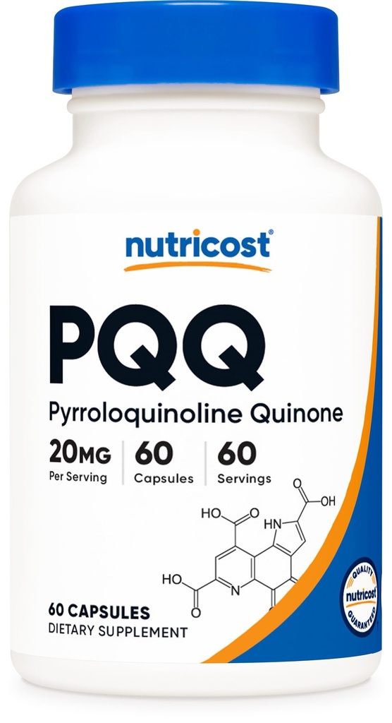 Nutricost PQQ(ピロロキノリンキノン)20mg、60カプセル - ベジタリアンカプセル、非GMO、グルテンフリー