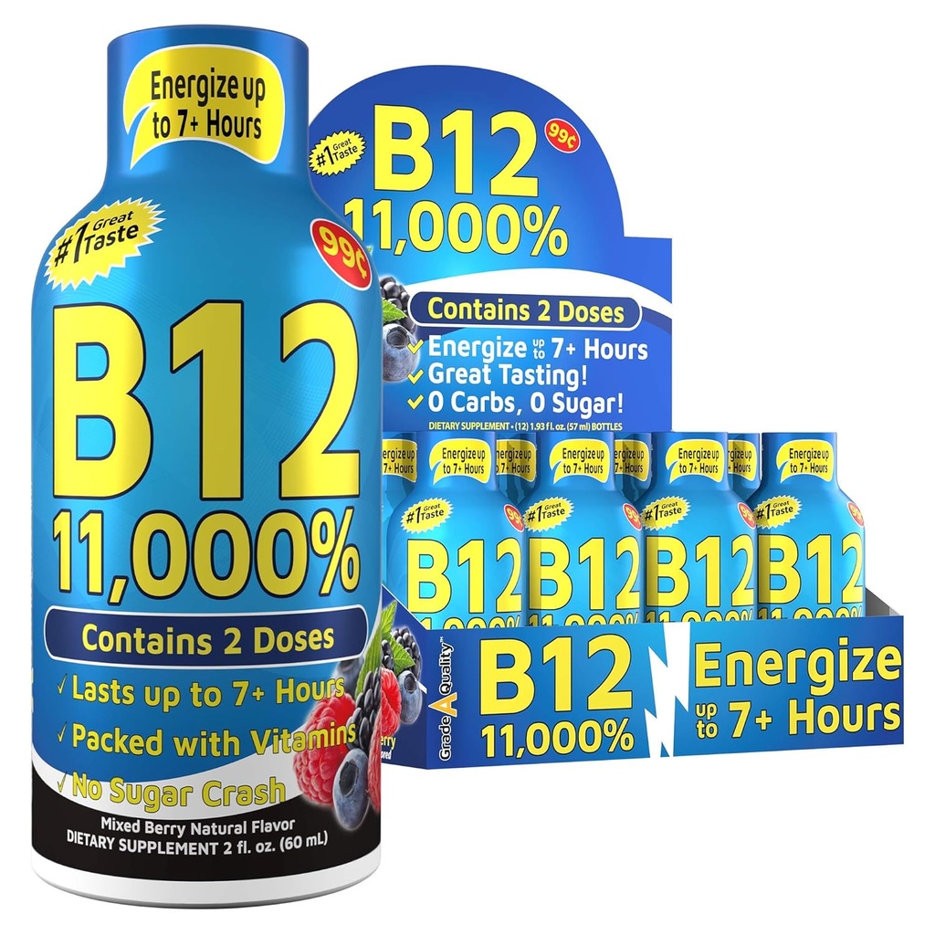 ビタミンのエネルギー ショット、混合された果実味、エネルギーの7 +時間まで、1.93 Fl Oz、12の計算