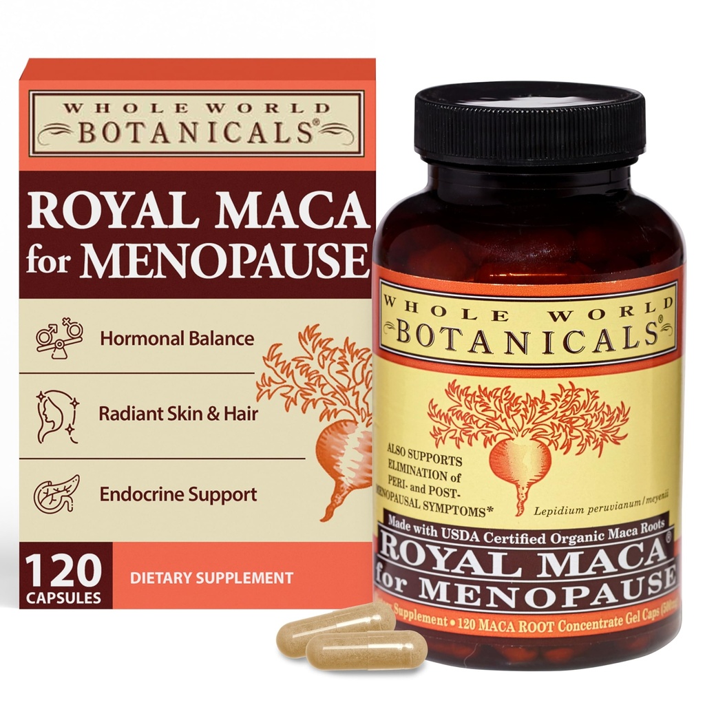 月経閉止のためのWHOLE WORLD BOTANICALSの王立マカ、120 CT