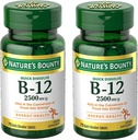 Nature's Bounty Vitamin B12 2500 mcg、エネルギー代謝、心臓および神経系の健康、75クイック分解タブレット(パッケージ2)