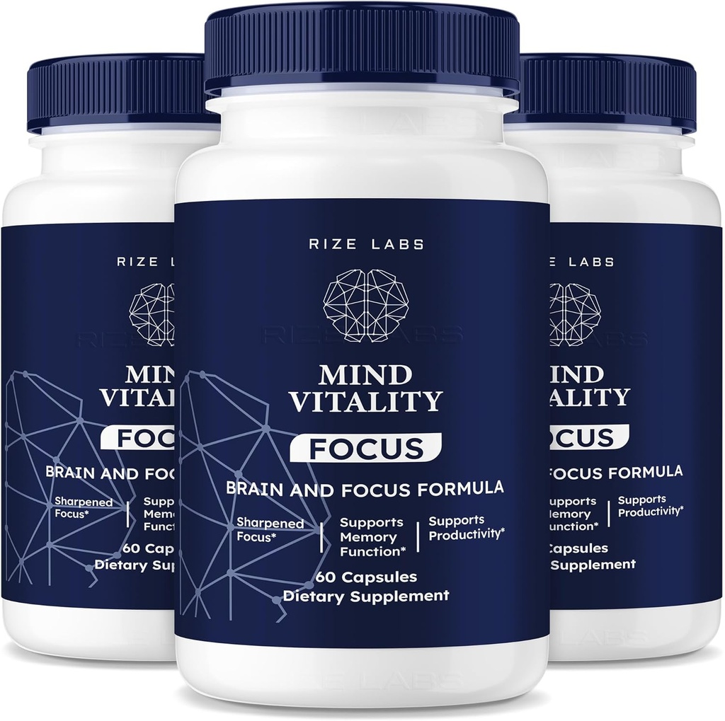 rize labs Mind Vitality Focus Brain Supplement, Mind Vitality to Boost Focus and Concentration & Avoid Mid-Afternoon Fatigue, Mind Vitality Advanced Formula Reviews (180 Capsules) (Pack of 3)