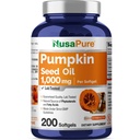 NusaPureのカボチャの種油1000mg 200 Softgelのカプセル(非GMO、無毒)自然にPhytosterolsを発生させます