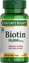 Nature's Bounty Biotinの毛皮および釘のビタミンは、健康な毛、皮および釘、10,000 mcg、120 Softgelsを支えます(1のパック)