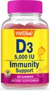 WellYeah ビタミン D3 5000 IU (125 mcg) 余分な Strenght Gummies -for 骨の健康、免疫ブースター、骨および歯サポート -Non GMO、グルテンフリーのナット、ベジタリアン - いちご味-60 Gummies
