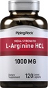 パイピングロックL-アルギニンHCl 1000mg | 120カプレット | 男性と女性のためのサプリメント | メガパワー | ベジタリアン・非GMO・グルテンフリー