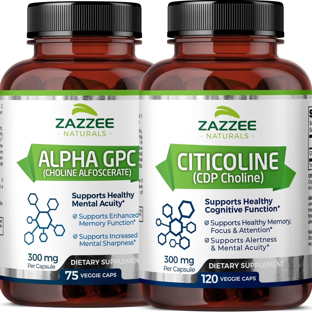 ZazzeeのCiticoline CDPのコリンのカプセルおよびアルファGPCのコリンのカプセル
